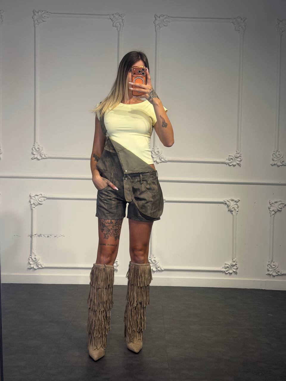 salopette corta militare - Dverso Fashion