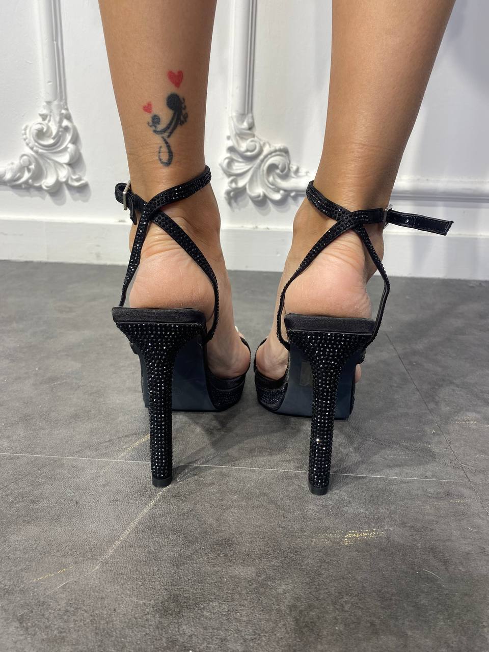 sandalo con tacco strass - Dverso Fashion