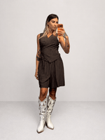 set gessato in lino con bermuda - Dverso Fashion