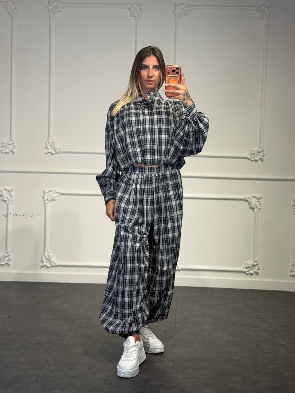 set tuta a quadri - Dverso Fashion