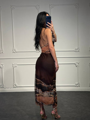set velato con fodera e stampa con paesaggio - Dverso Fashion