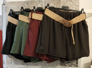 shorts in lino con cinta - Dverso Fashion