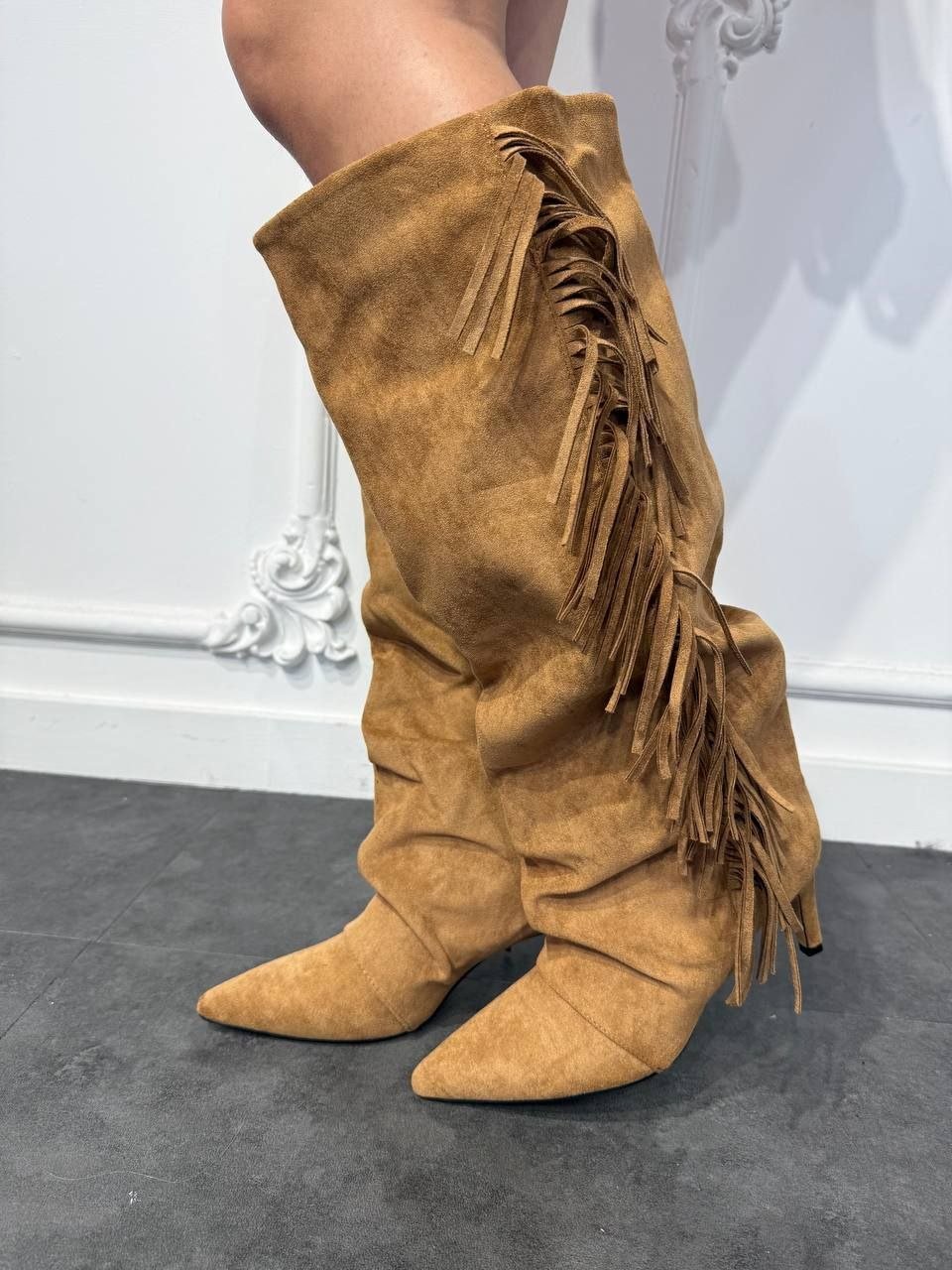 stivali scamosciati con frange - Dverso Fashion