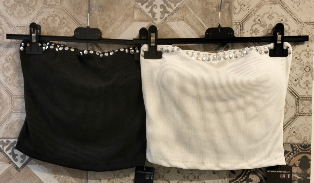 top a faschia a costine con ddettagli gioiello - Dverso Fashion