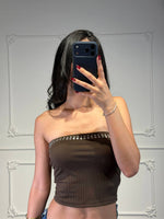 top a faschia a costine con ddettagli gioiello - Dverso Fashion