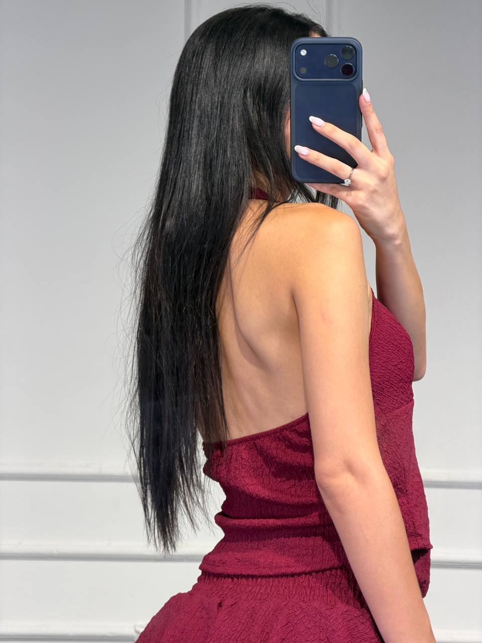 top allacciatura halter trama lavorata - Dverso Fashion
