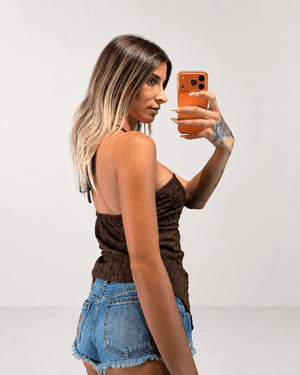 top anastasia in pizzo con spacco - Dverso Fashion