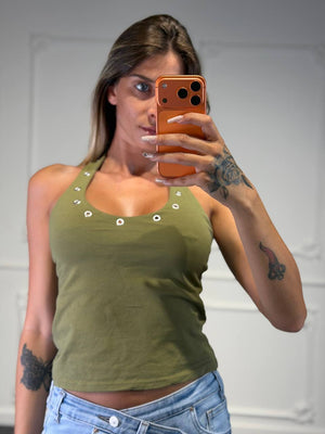 top con bulloni - Dverso Fashion