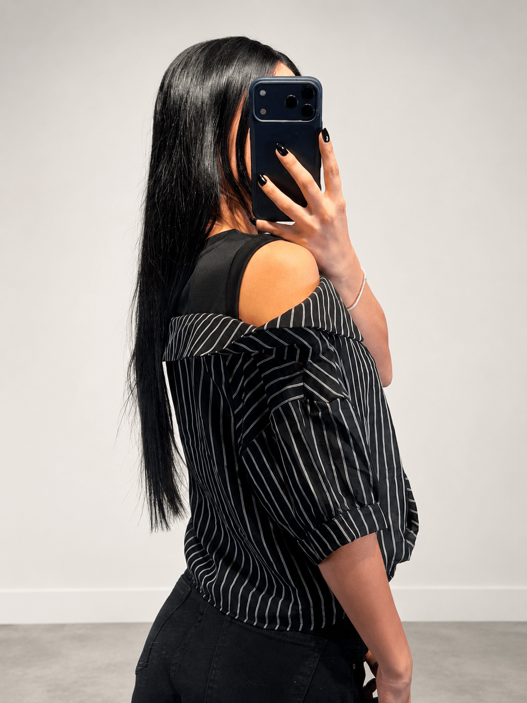 top con camicia a righe - Dverso Fashion