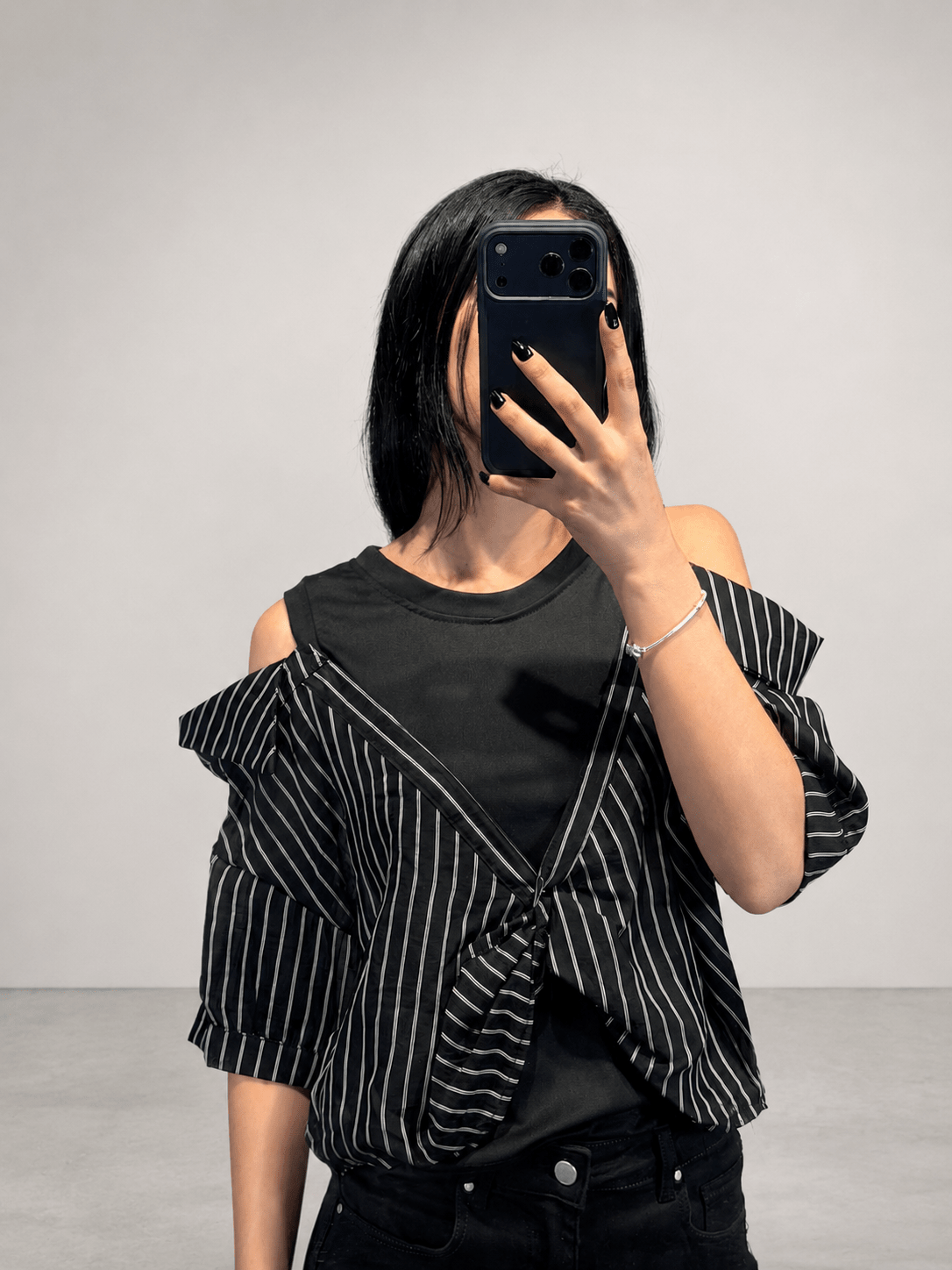 top con camicia a righe - Dverso Fashion