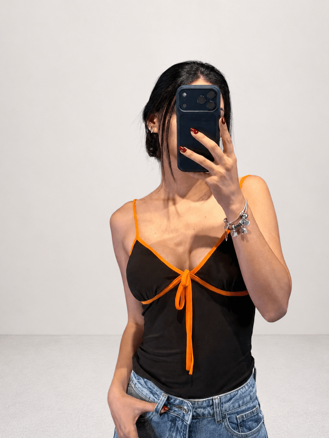 top con fiocco licra - Dverso Fashion