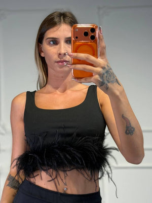 top con piume - Dverso Fashion