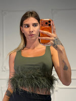 top con piume - Dverso Fashion