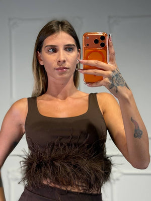 top con piume - Dverso Fashion