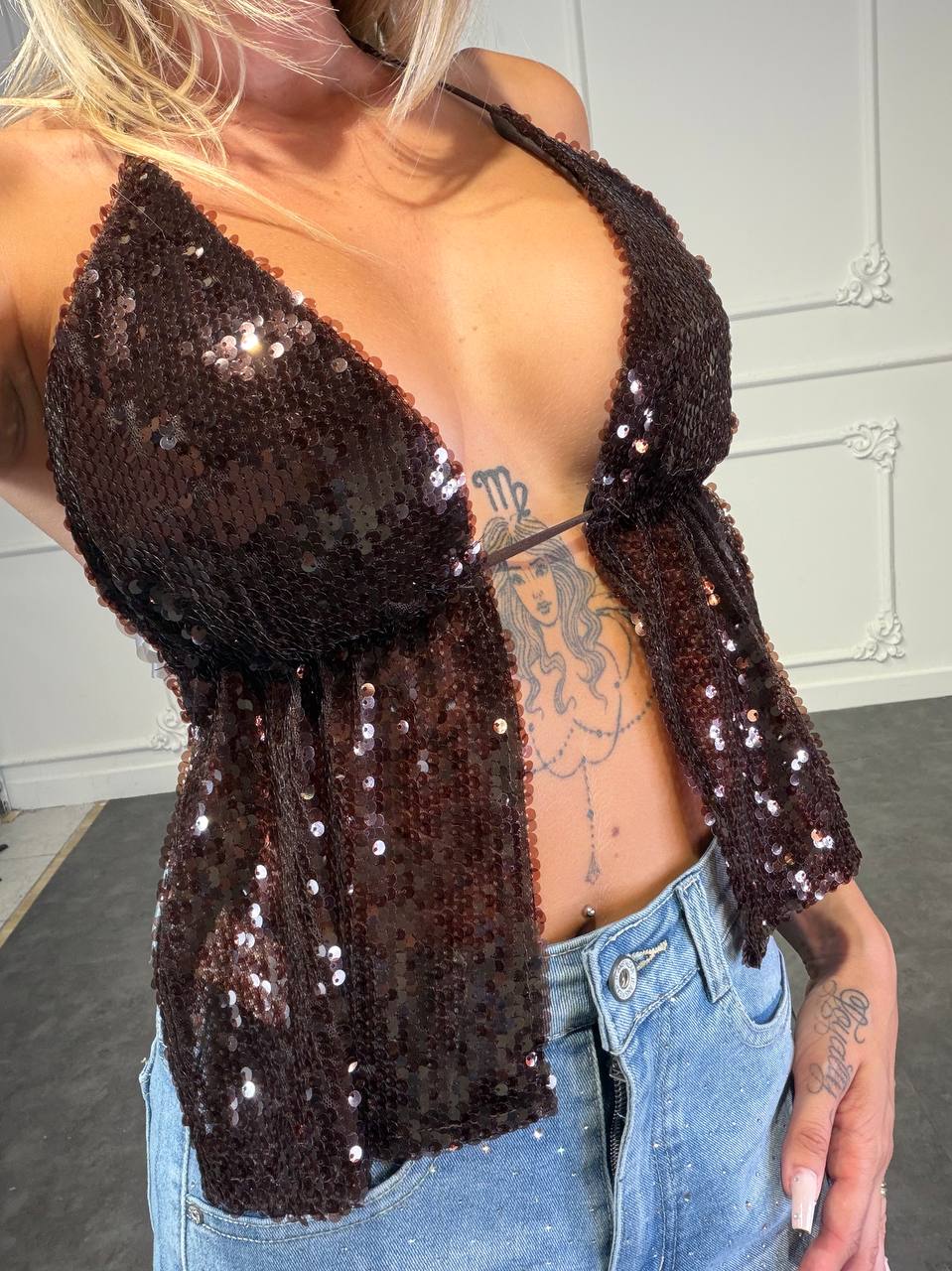 top disco con pailettes - Dverso Fashion