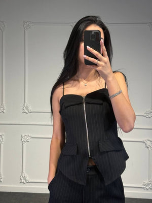 top gessato con zip - Dverso Fashion