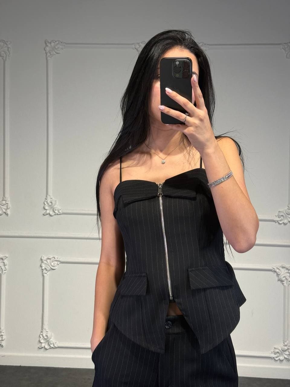 top gessato con zip - Dverso Fashion