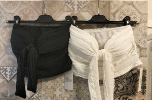 top in cotone ricamato con fiocco - Dverso Fashion