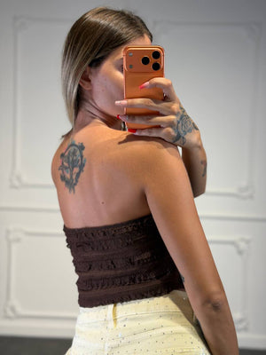 top in cotone ricamato con fiocco - Dverso Fashion