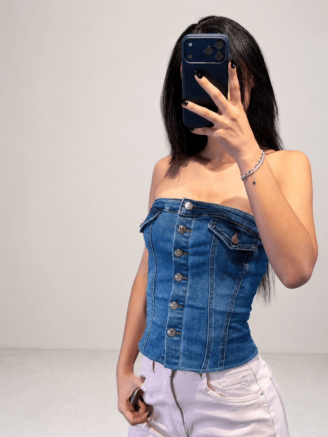 top in jeans - Dverso Fashion