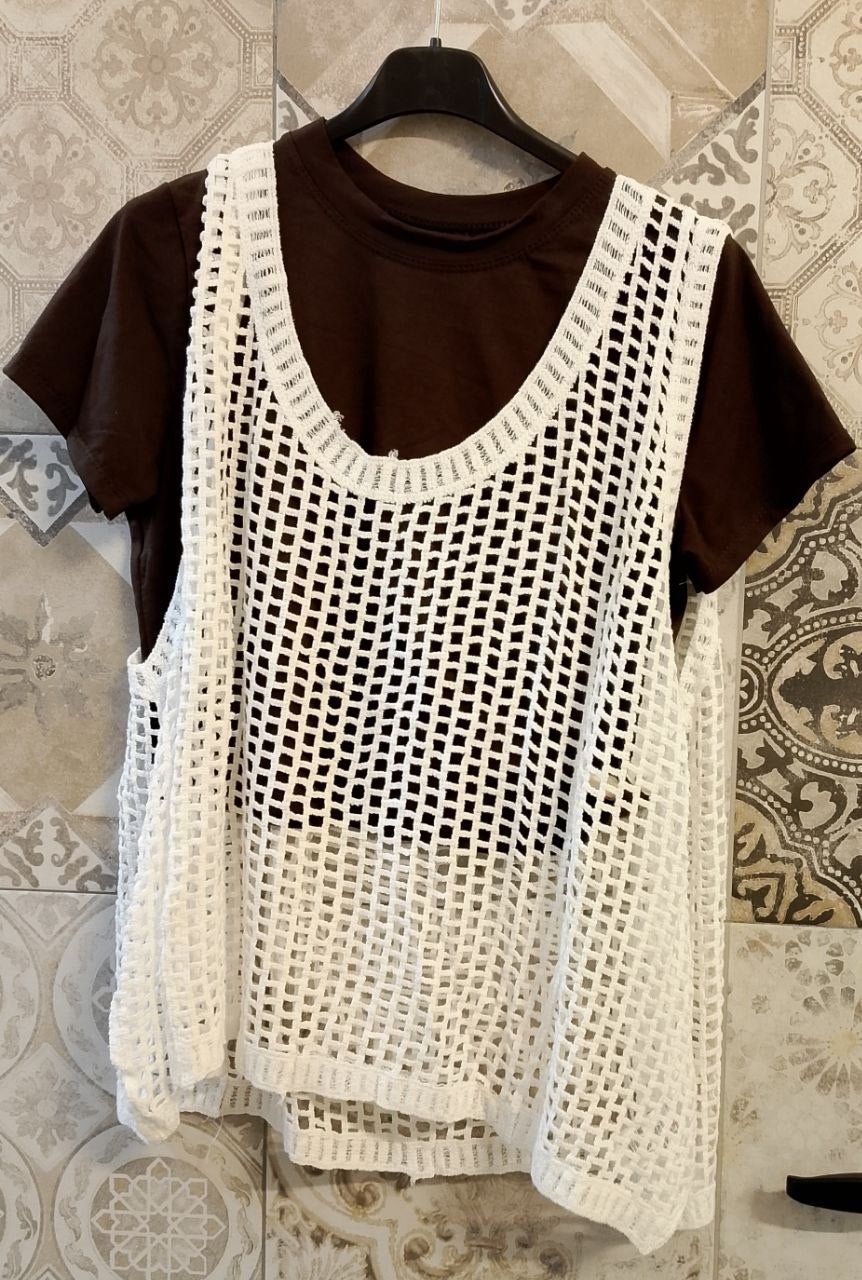 top in rete con maglia - Dverso Fashion