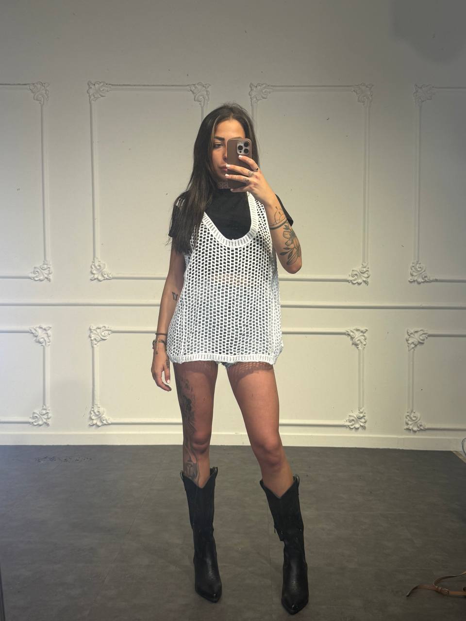 top in rete con maglia - Dverso Fashion