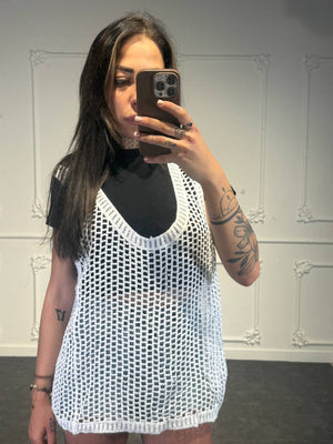 top in rete con maglia - Dverso Fashion