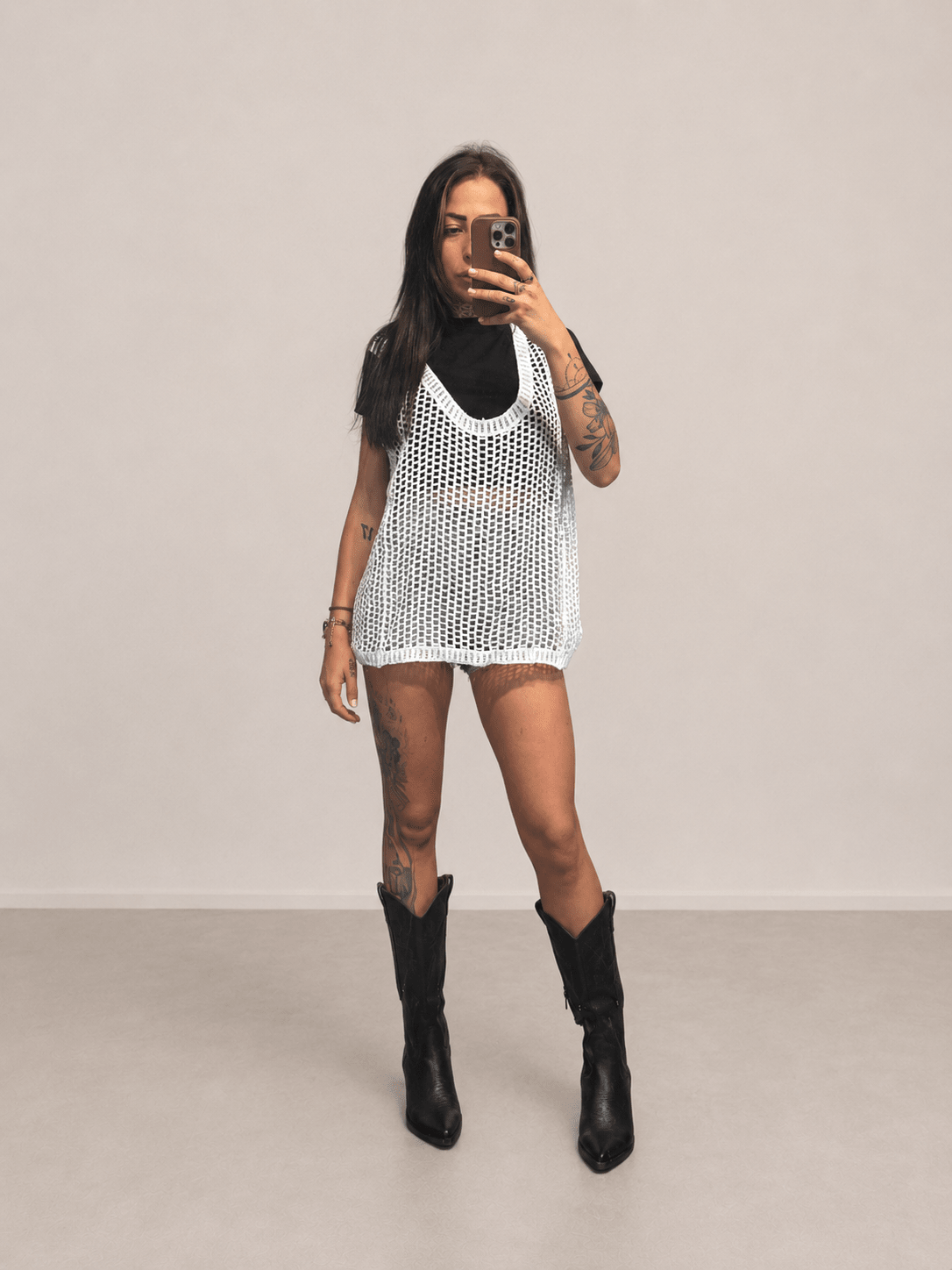 top in rete con maglia - Dverso Fashion
