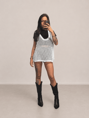 top in rete con maglia - Dverso Fashion