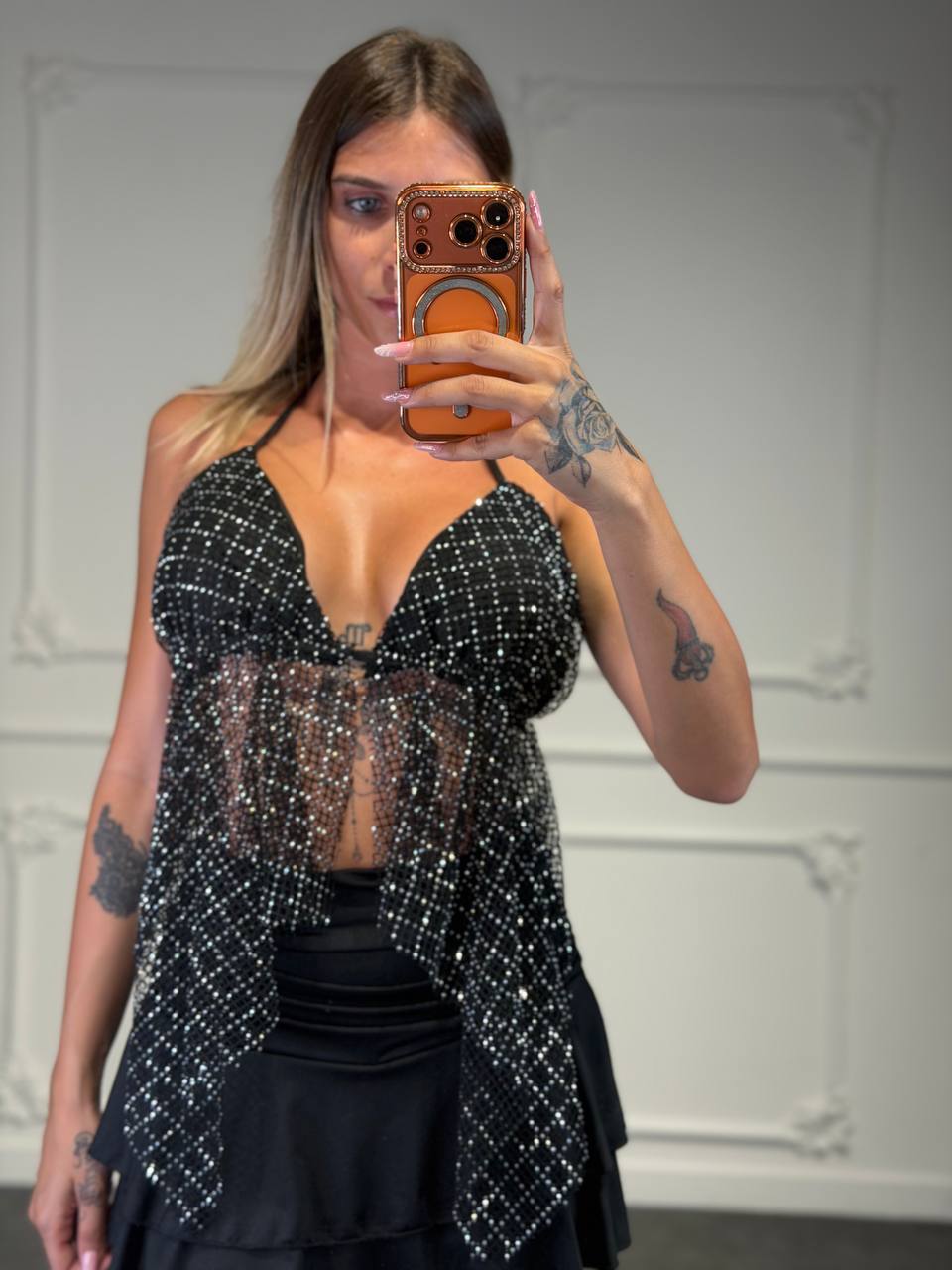 top regolabile con strass - Dverso Fashion