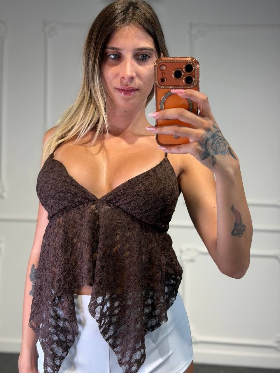 top samantha in pizzo - Dverso Fashion