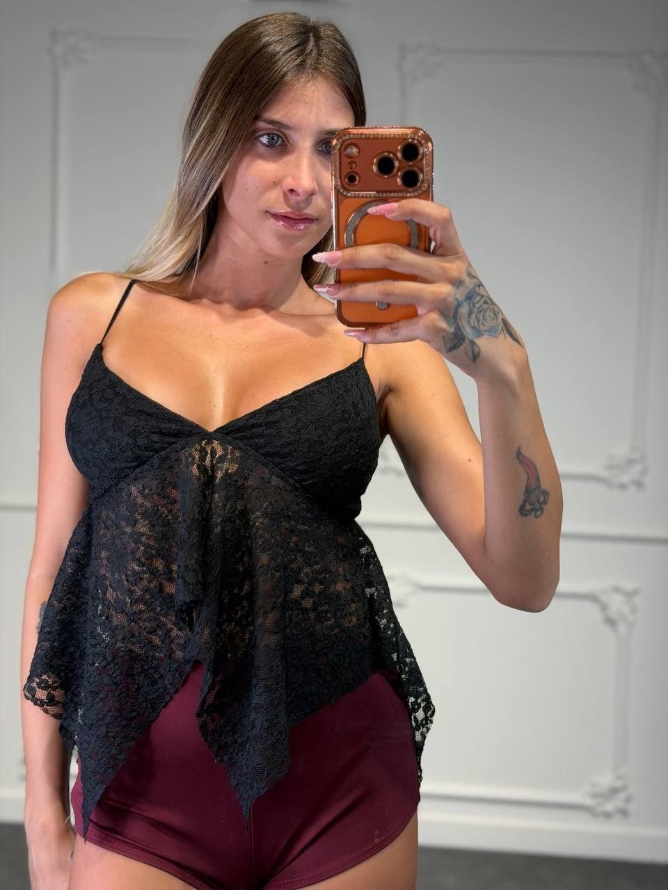 top samantha in pizzo - Dverso Fashion