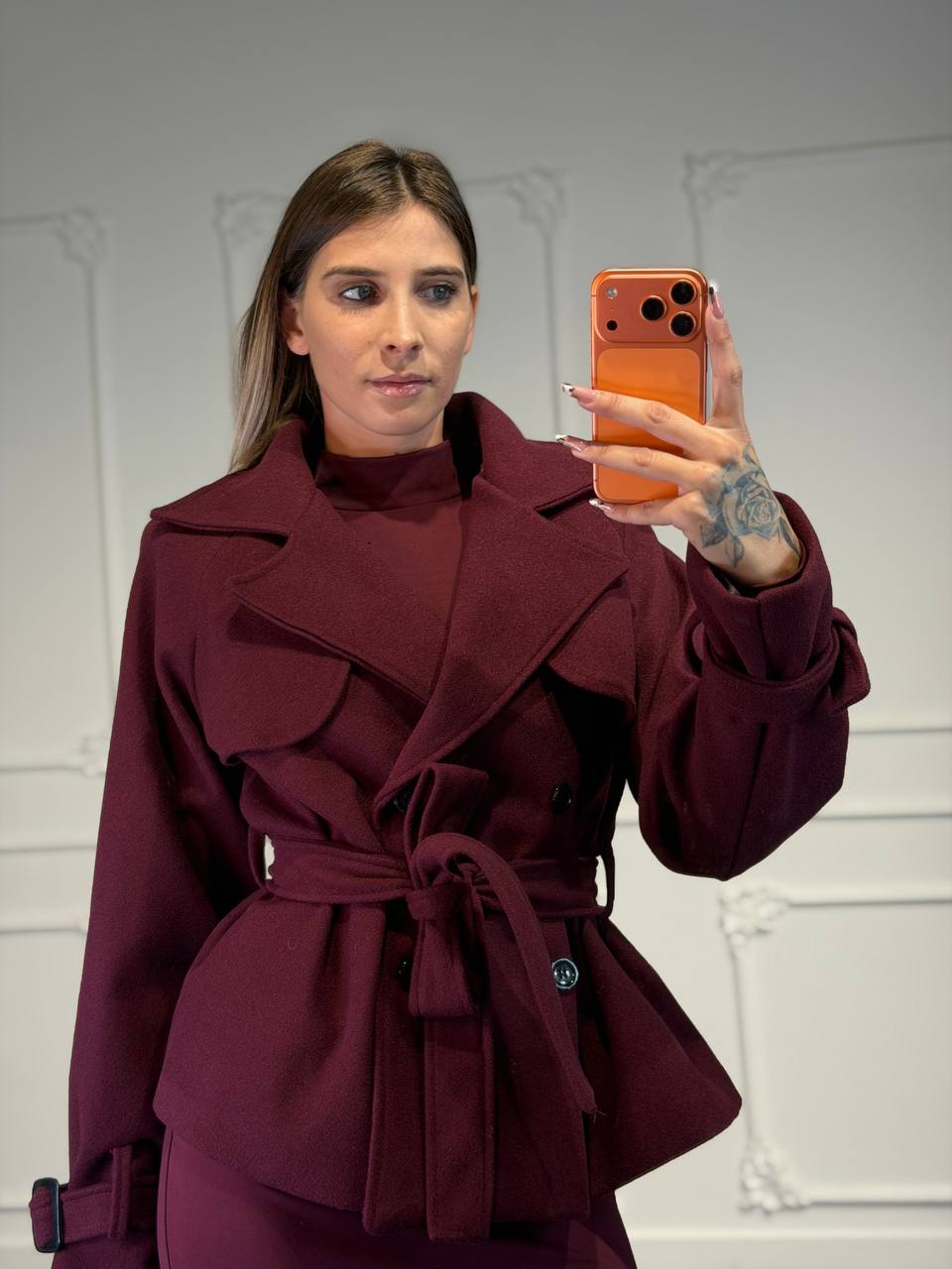 trench giselle in panno crop - Dverso Fashion