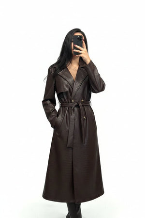 trench lungo pitonato - Dverso Fashion