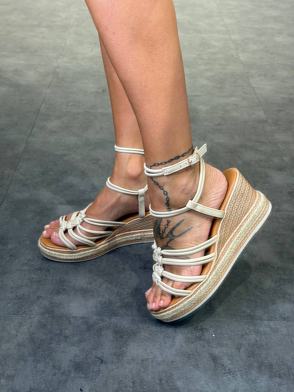 zeppe con lacci tacco 6cm - Dverso Fashion