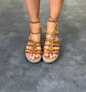 zeppe con lacci tacco 6cm - Dverso Fashion